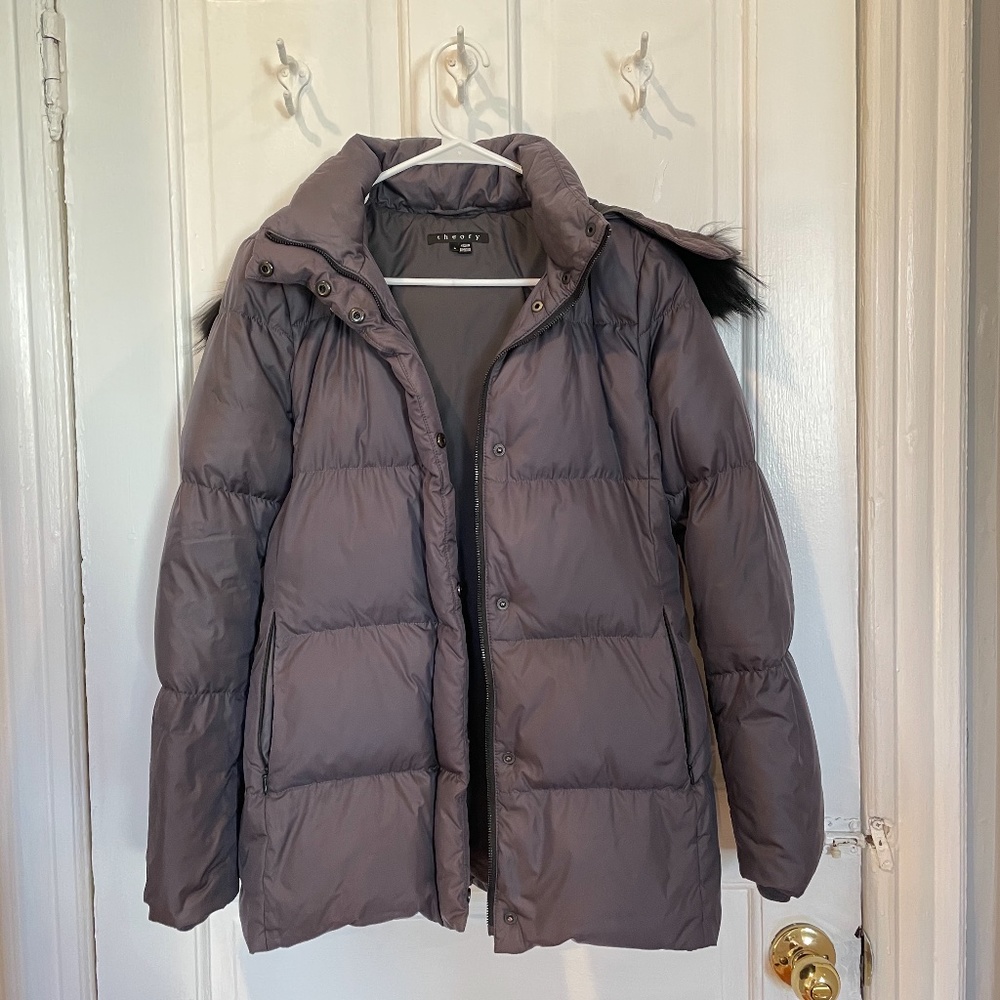 Theory Feather Down Jacket with Genuine Fur